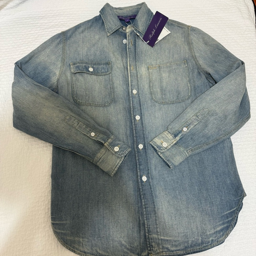 Ralph Lauren collection Light Blue Denim Shirt, size 4, brand new. Women’s - Picture 3 of 9